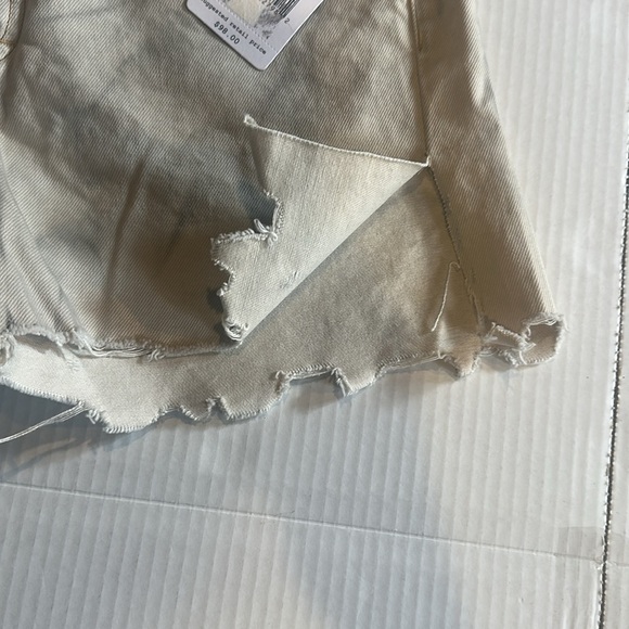 NWT Free People We the Free tan Jean Shorts with Colorful Embroidery cutouts - Picture 11 of 12